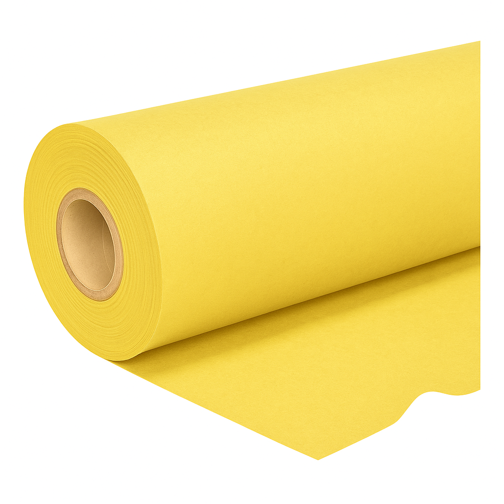 Flanel - 130 cm - geel - rol 60m